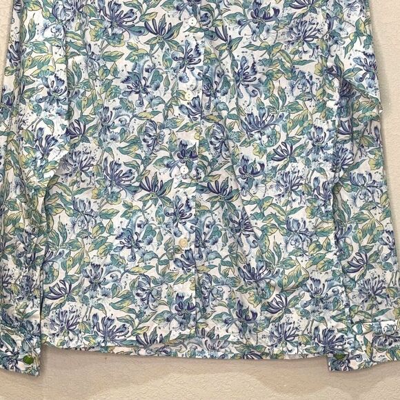 Holland & Holland London Button Down Shirt Womens US Size 10 Blue Floral - Picture 4 of 9